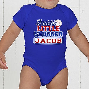 Personalized Baseball Baby Bodysuits   Daddys Little Slugger