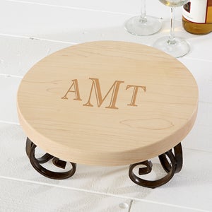 Maple Leaf Personalized 12 Round Server-Raised Monogram