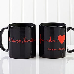 The Heart of Caring Personalized Coffee Mug 11oz.- Black