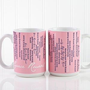 Large Personalized Coffee Mugs   Cascading Names