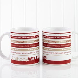 Signature Stripe Personalized Coffee Mug 11oz.- White