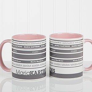 Signature Stripe Personalized Coffee Mug 11oz.- Pink