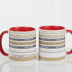 Signature Stripe Personalized Coffee Mug 11oz.- Red