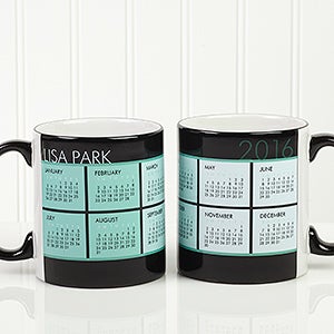 Its A Date Personalized Calendar Coffee Mugs   Black Handle