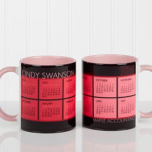 It's A Date Personalized Calendar Coffee Mugs - Pink Handle