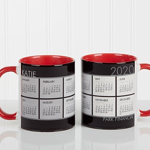 It's A Date Personalized Calendar Coffee Mugs - Red Handle