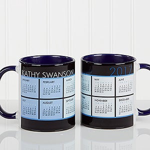 It's a Date! Personalized Calendar Coffee Mug 11oz.-Blue