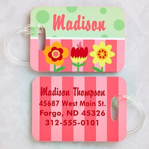 Personalized Girls Luggage Tag Set   Flowers