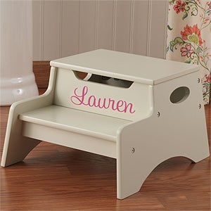 KidKraft Personalized Step 'n Store Stool-Vanilla