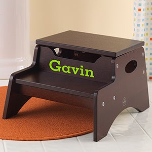 KidKraft Personalized Step 'n Store Stool- Espresso