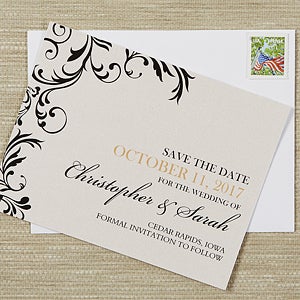 Deluxe Scroll Personalized Save The Date Cards