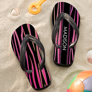 Personalized Girls Flip Flop Sandals   Animal Print