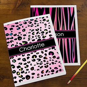 Personalized School Folders   Animal Print