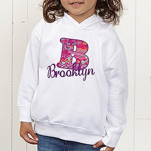 Personalized Toddlers Hoodie for Girls   Her Name & Initial