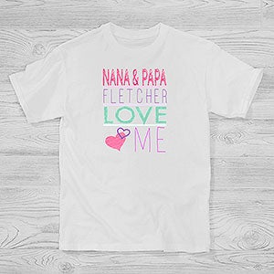 Personalized Kids T-Shirts - Somebody Loves Me - Youth Large - Light Gray