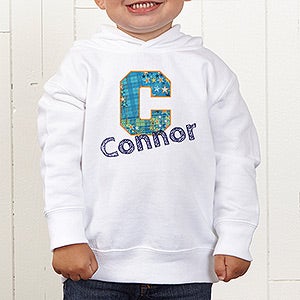 Personalized Toddlers Hooded Sweatshirt for Boys   His Name & Initial