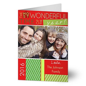 Most Wonderful Time Photo Christmas Card- 1 Photo