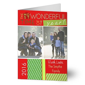 Most Wonderful Time Photo Christmas Card- 2 Photo