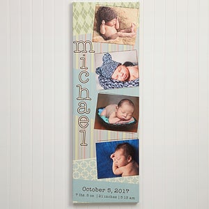 Scrapbook Memories Personalized Baby Photo Canvas Print- 12 x 36