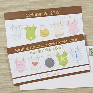 Personalized Baby Announcements - We Are Expecting Scratch-Off - Set of 12