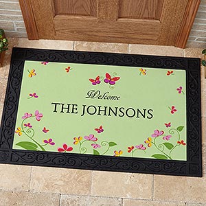 Floral Welcome Personalized Doormat- 20x35