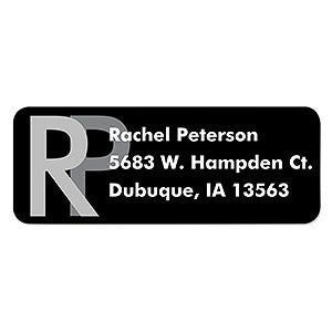 Large Personalized Return Address Labels - Monogram - 1 set of 60