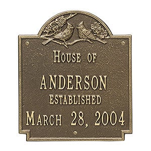 Date Established Personalized Aluminum House Plaque - Antique Brass