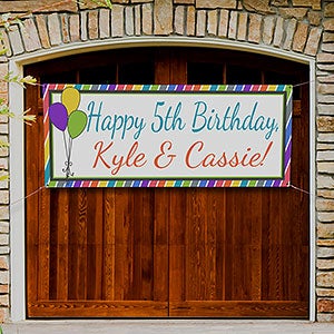 Personalized Birthday Party Banners - Party Stripe