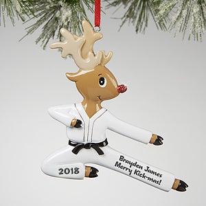 Personalized Karate Christmas Ornament - Reindeer