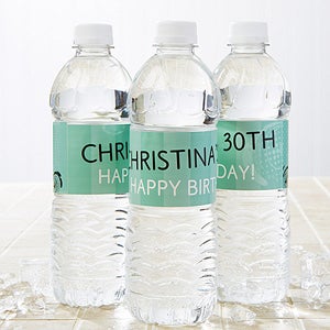 Party Time Swirls Personalized Water Bottle Labels