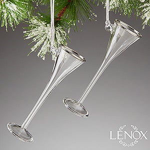 Personalized Christmas Ornaments   Glass Toasting Flutes   Lenox