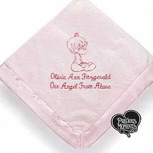 Personalized Girls Pink Baby Blanket   Precious Moments