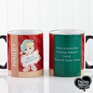 Personalized Precious Moments Christmas Elf Coffee Mugs   Black Handle
