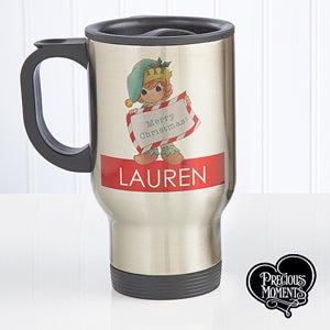 Personalized Precious Moments Travel Mug   Christmas Elf