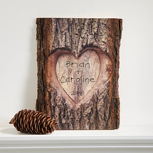 Personalized Romantic Wall Plaque - Carved Heart