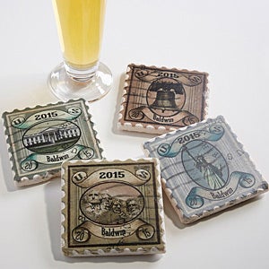 Personalized Stone Drink Coasters   Stamp Collector