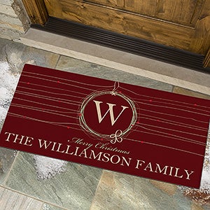 Personalized Large Christmas Doormats   Holiday Wreath