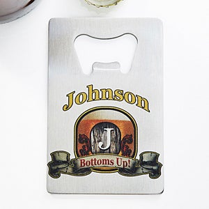 Personalized Credit Card Bottle Opener   Vintage Bar Sign