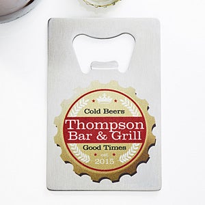 Fathers Day Gifts    Personalized Bottle Opener   Credit Card Size   Premium Br