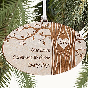 Carved In Love Personalized Whitewashed Wood Ornament