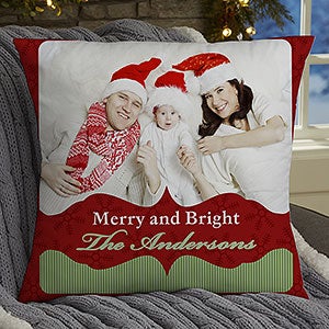 Personalized Christmas Photo Throw Pillow - Classic Holiday - 18