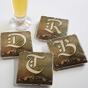 Personalized Stone Drink Coasters   Monogram