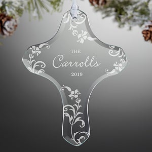 Personalized Cross Christmas Ornaments - God Bless Family