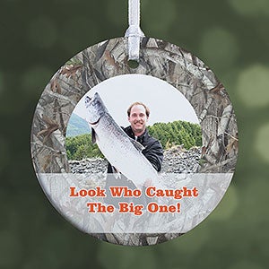 Personalized Photo Christmas Ornaments - Camouflage Hunter - 1-Sided