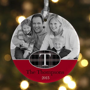 Personalized Photo Christmas Ornaments   Northwoods Plaid