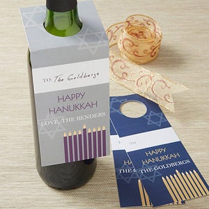 Personalized Hanukkah Wine Bottle Tags - 1 set of 12