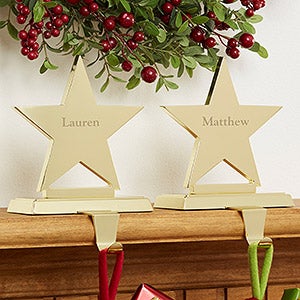 Personalized Stocking Holders   Engraved Brass Star