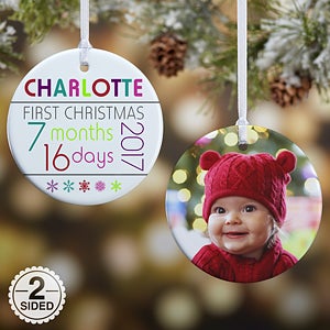 2-Sided Baby's 1st Christmas Personalized Age Ornament