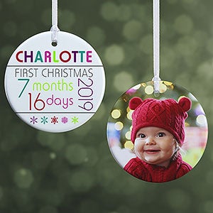 Personalized Baby's First Christmas Ornaments - Baby's Age - 2-Sided