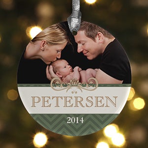 Personalized Photo Christmas Ornaments   Holiday Chevron